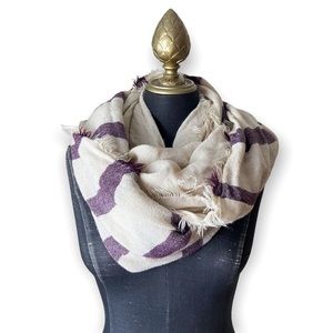 Cream and Purple Striped Infinity Scarf